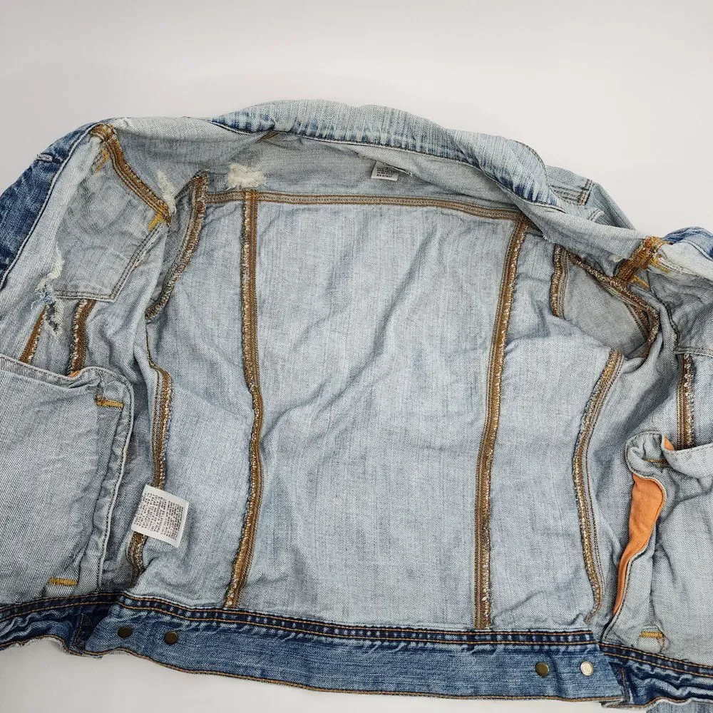 Ralph Lauren Polo Jean Jacket Women's Small Distressed Grunge Denim Blue - Picture 4 of 6